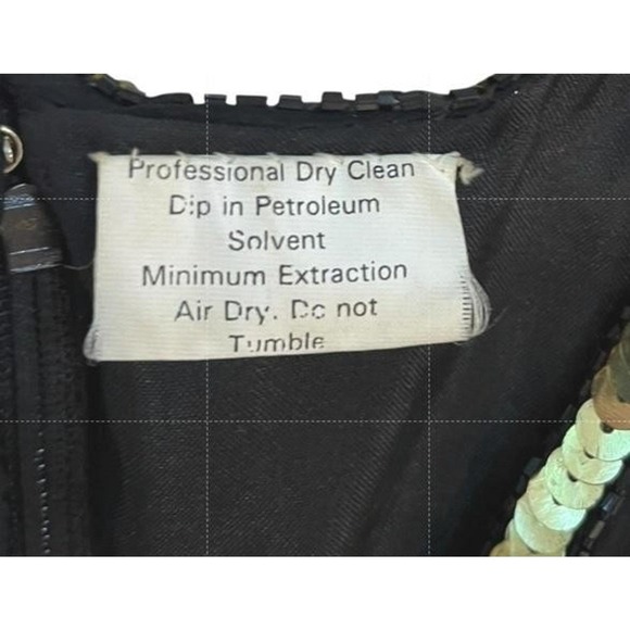 VTG. Stenay Black Gold Beaded‎ Silk Top S Sequin Evening Cocktail Blouse Glam - Picture 10 of 11